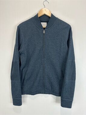 Billy Reid Dark Gray Quilted Zip Bomber Jacket